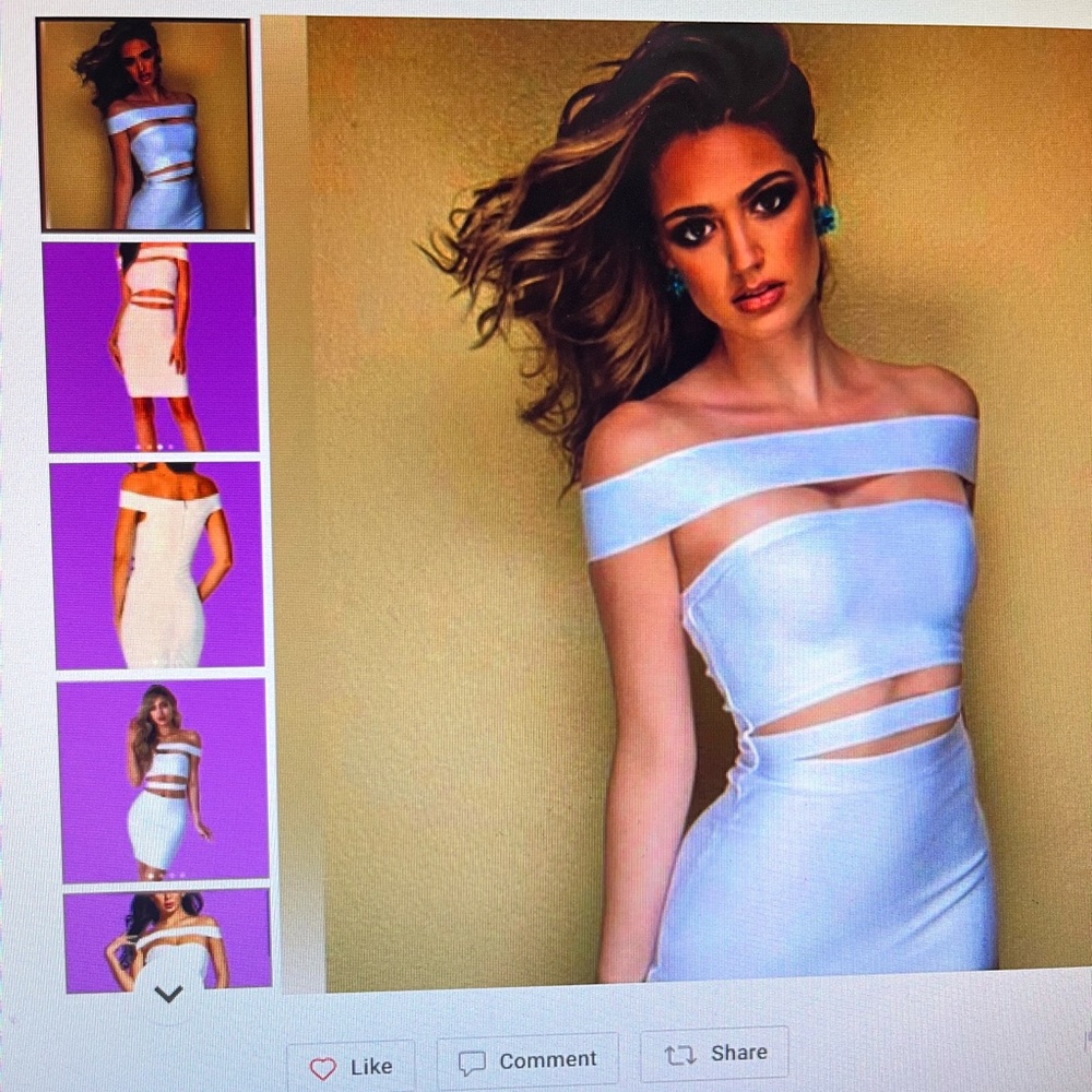 Bebe off the shoulder cutout bandage dress white brand new!!